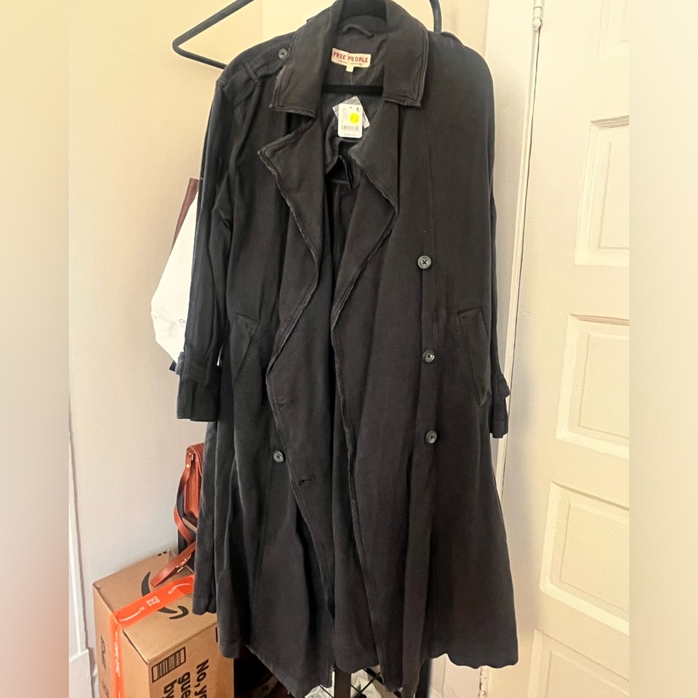 Free People Charcoal Women's Trench Coat